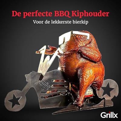 GrillX BBQ Bierblikkip Houder - Beer Can Chicken - Bike