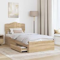 Bedframe met hoofdeinde Sonoma Eiken 100 x 200 cm Bewerkt hout - thumbnail