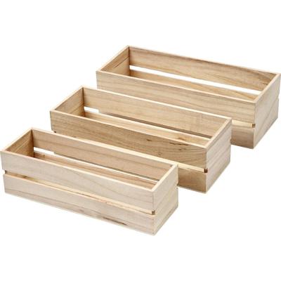Creativ Company Fruit krat, h: 6,5+7+7,5 cm, l: 22+23,5+25 cm, b: 7+8,5+10 cm, 3 stuk/ 1 set