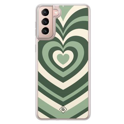 Samsung Galaxy S21 Plus hybride hoesje - Groen hart swirl