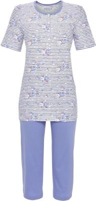 Katoenen bloemen pyjama blauw