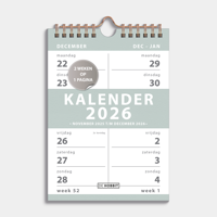A5 Spiraalkalender 2-weeks 2026 Grijs Groen - thumbnail