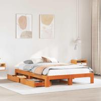 Bedframe zonder matras massief grenenhout wasbruin 140x200 cm - thumbnail