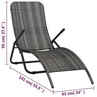 Ligbed inklapbaar poly rattan grijs - thumbnail