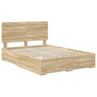 Bedframe met hoofdeinde Sonoma Eiken 140 x 200 cm Bewerkt hout - thumbnail