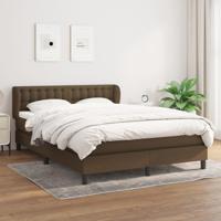 Boxspring met matras stof donkerbruin 140x190 cm - thumbnail