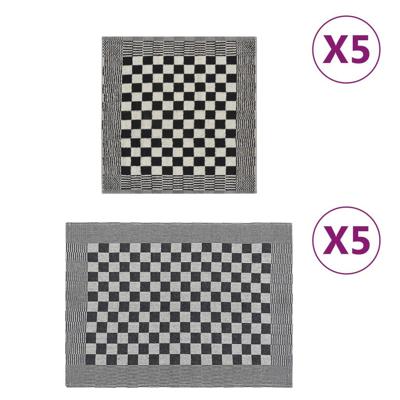 VidaXL 10-delige keukendoekenset katoen zwart en wit VidaXL 10-delige keukendoekenset katoen zwart en wit