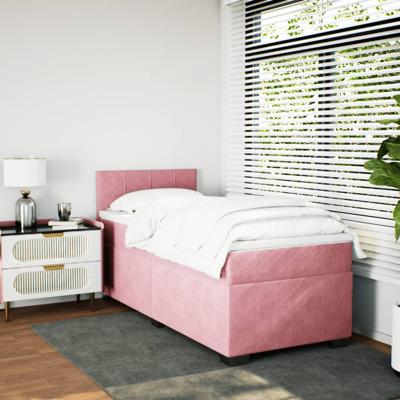 Boxspring met matras fluweel roze 100x200 cm - thumbnail