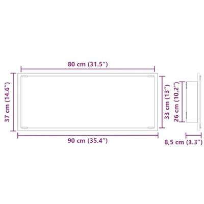 Spiegel met spiegel Zwart eiken 90 x 8.5 x 37 cm Bewerkt hout