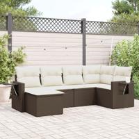 6-delige Loungeset met kussens poly rattan bruin - thumbnail