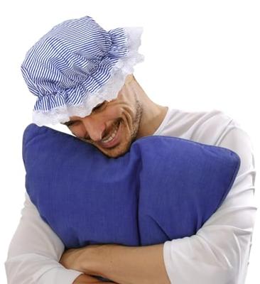 Slaapmuts kort blauw/wit gestreept