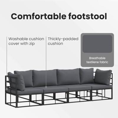 Tuinbankenset 4 pcs Zwart Metaal