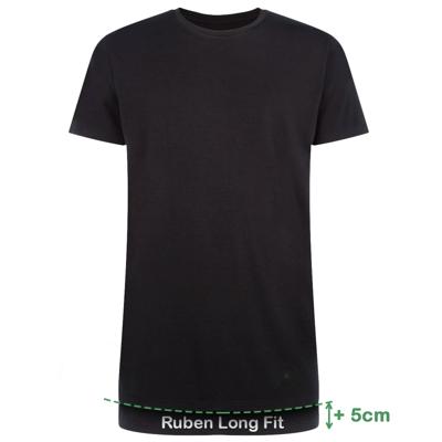 2-pak Extra Lange T-shirts heren - Ruben - Bamboe lange ondershirts voor mannen - Bamboe ondergoed heren Wit en zwart