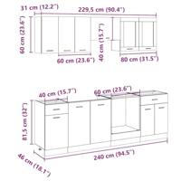 8-delige Keukenkastenset Lyon bewerkt hout sonoma eikenkleurig - thumbnail