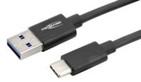 Ansmann 1700-0081 USB-kabel USB 3.2 Gen1 (USB 3.0 / USB 3.1 Gen1) USB-A stekker, USB-C stekker 2.00 m Zwart Aluminium-stekker, TPE-mantel, Stekker past op - thumbnail