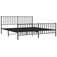 Bedframe met hoofd- en voeteneinde metaal zwart 183x213 cm - thumbnail