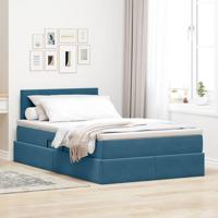 Opslag bed met matras Donkerblauw 120 x 200 cm Fluweel - thumbnail
