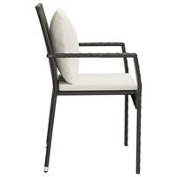 Tuinstoelen 2 st met kussens poly rattan zwart - thumbnail