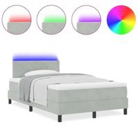 LED Box Spring Bed met matras Lichtgrijs 120 x 190 cm Fluweel - thumbnail