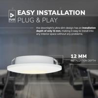 Set van 2 Pavo - Platte LED ipbouwspots met lage inbouwdiepte 12mm - 3 Watt 300 Lumen - 2700K Warm wit - Dimbaar - Rond - Meubelspot - IP44 waterdicht - Wit - thumbnail