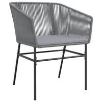 Tuinstoelen 2 st met kussens poly rattan grijs - thumbnail