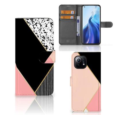 Xiaomi Mi 11 | Book Case | Zwart Roze Vormen Xiaomi Mi 11 | Book Case | Zwart Roze Vormen