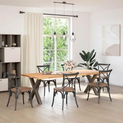 Eettafelpoten 2 st X-vormig 70x(72-73) cm staal naturel