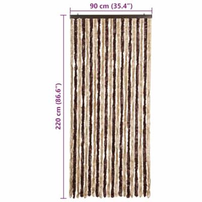 Vliegengordijn 90x220 cm chenille beige en lichtbruin