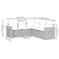 5-delige Loungeset met kussens poly rattan zwart - thumbnail