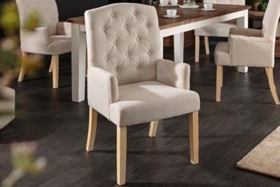 Elegante fauteuil CASTLE beige met Chesterfield stiksels in landelijke stijl - 40073