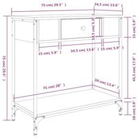 Wandtafel 75x34,5x75 cm bewerkt hout sonoma eikenkleurig - thumbnail