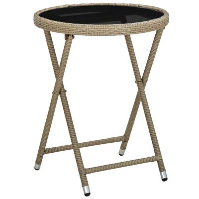 VidaXL Salontafel 60 cm poly rattan en gehard glas beige