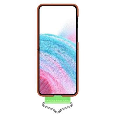 Lunso - Samsung Galaxy Z Flip5 - Hoes met band - Oranje/Groen Lunso - Samsung Galaxy Z Flip5 - Hoes met band - Oranje/Groen