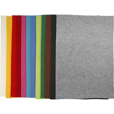 Creativ Company Hobbyvilt, vel 42x60 cm, dikte 3 mm, diverse kleuren, 12 div vellen/ 1 doos