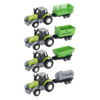 Die-cast Groene Trekker met Aanhanger en Pull-backfunctie - thumbnail