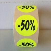 Etiket fluor geel 27mm -50% 500/rol - thumbnail