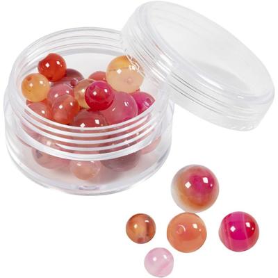 Creativ Company Kralen van agaat, d 6+8+10 mm, gatgrootte 0,9-1 mm, ca. 28 stuk, beige, roze, 28 stuk/ 1 doos