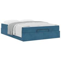 Bedframe Blauw 140 x 200 cm Fluweel - thumbnail