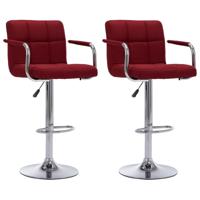 VidaXL Barstoelen 2 st stof wijnrood - thumbnail