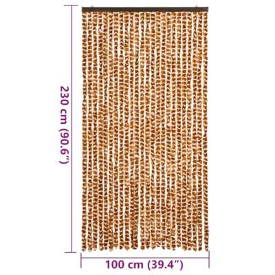 Vliegengordijn 100x230 cm chenille okerkleurig en wit