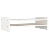 VidaXL Monitorstandaard 50x27x15 cm massief grenenhout wit - thumbnail
