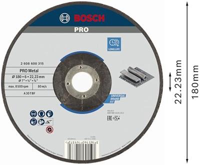 Bosch Accessories 2608600315 2608600315 Afbraamschijf gebogen 180 mm 1 stuk(s) Staal