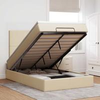 Ottoman bed met matras 120x190cm stof crèmekleurig - thumbnail