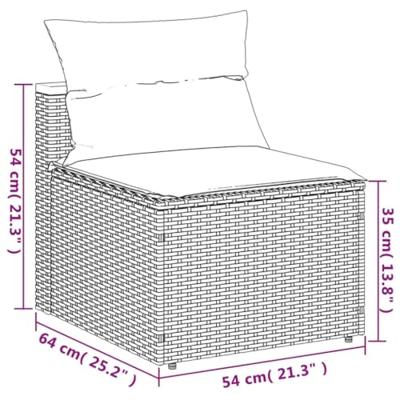 Tuinbanken 2 st zonder armleuning met kussens poly rattan grijs - thumbnail