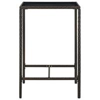 Tuinbartafel 70x70x110 cm poly rattan en glas bruin - thumbnail