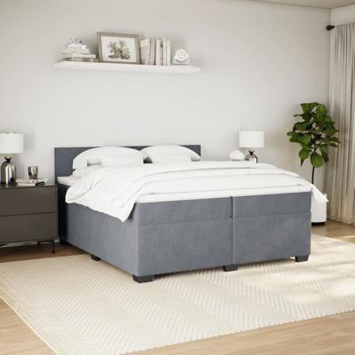 Boxspring met matras fluweel donkergrijs 200x200 cm