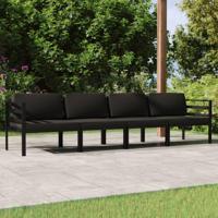 4-delige Loungeset met kussens aluminium antracietkleurig - thumbnail