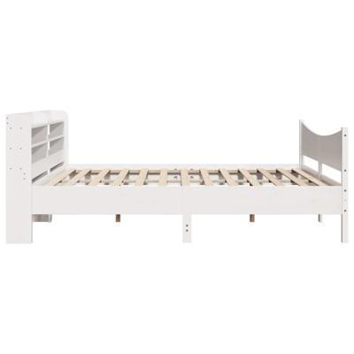 Bedframe met hoofdbord massief grenenhout wit 180x200 cm