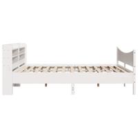 Bedframe met hoofdbord massief grenenhout wit 180x200 cm - thumbnail