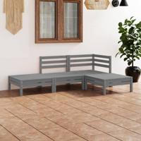 4-delige Loungeset massief grenenhout grijs - thumbnail